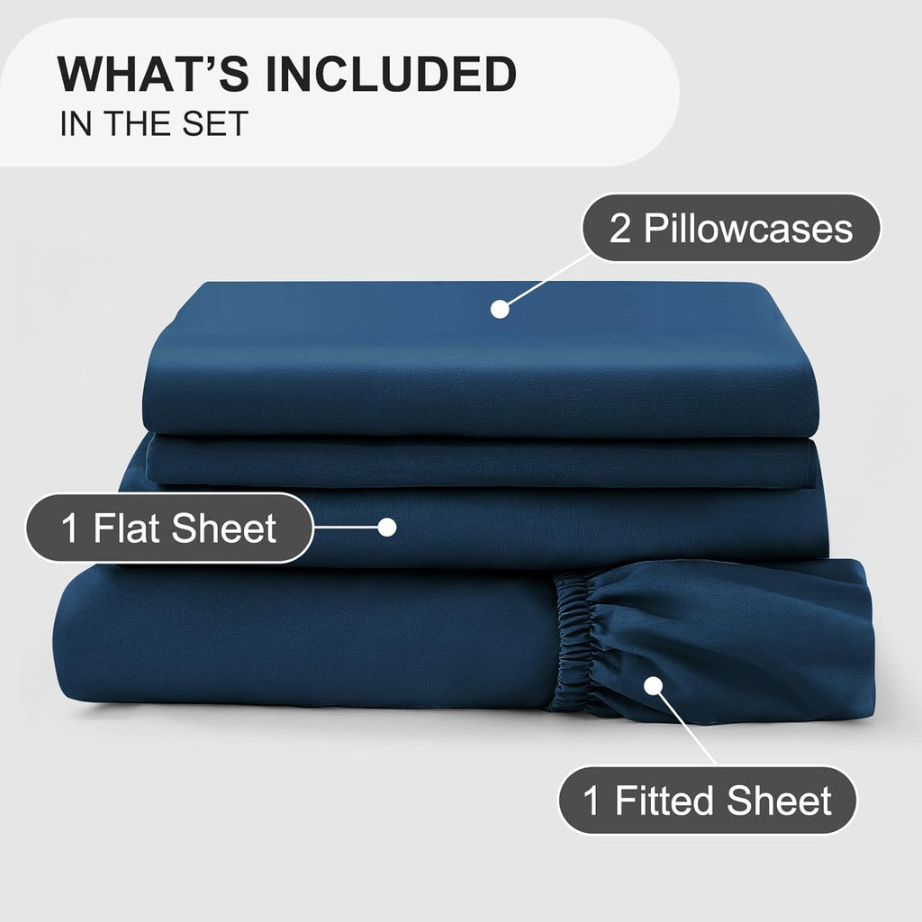 2000TC King Bed Sheets - Ultra Soft Microfiber - Navy Blue