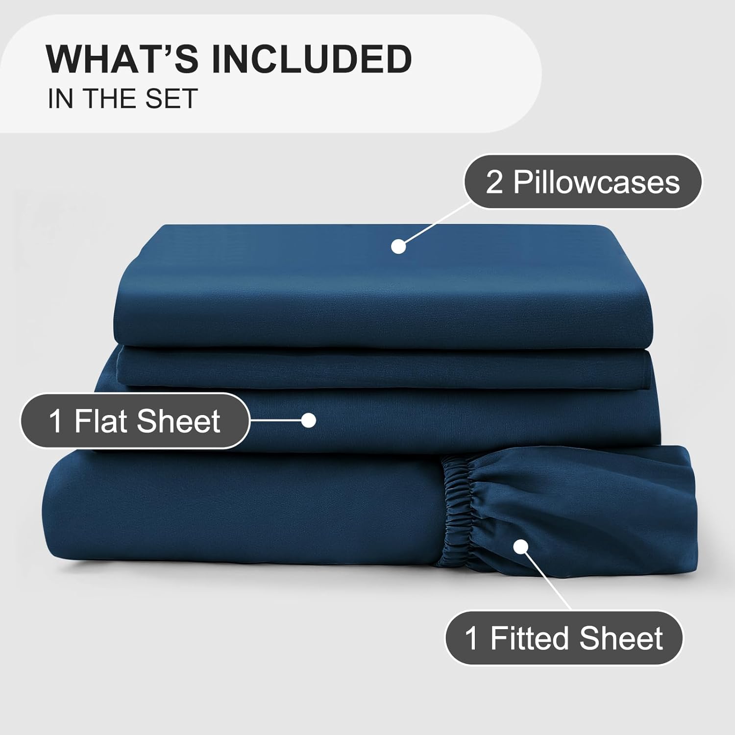 2000TC King Bed Sheets - Ultra Soft Microfiber - Navy Blue