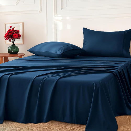 2000TC King Bed Sheets - Ultra Soft Microfiber - Navy Blue